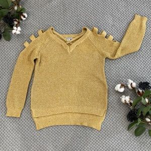 Moral Fiber brand sweater. Mustard yellow. Size small.